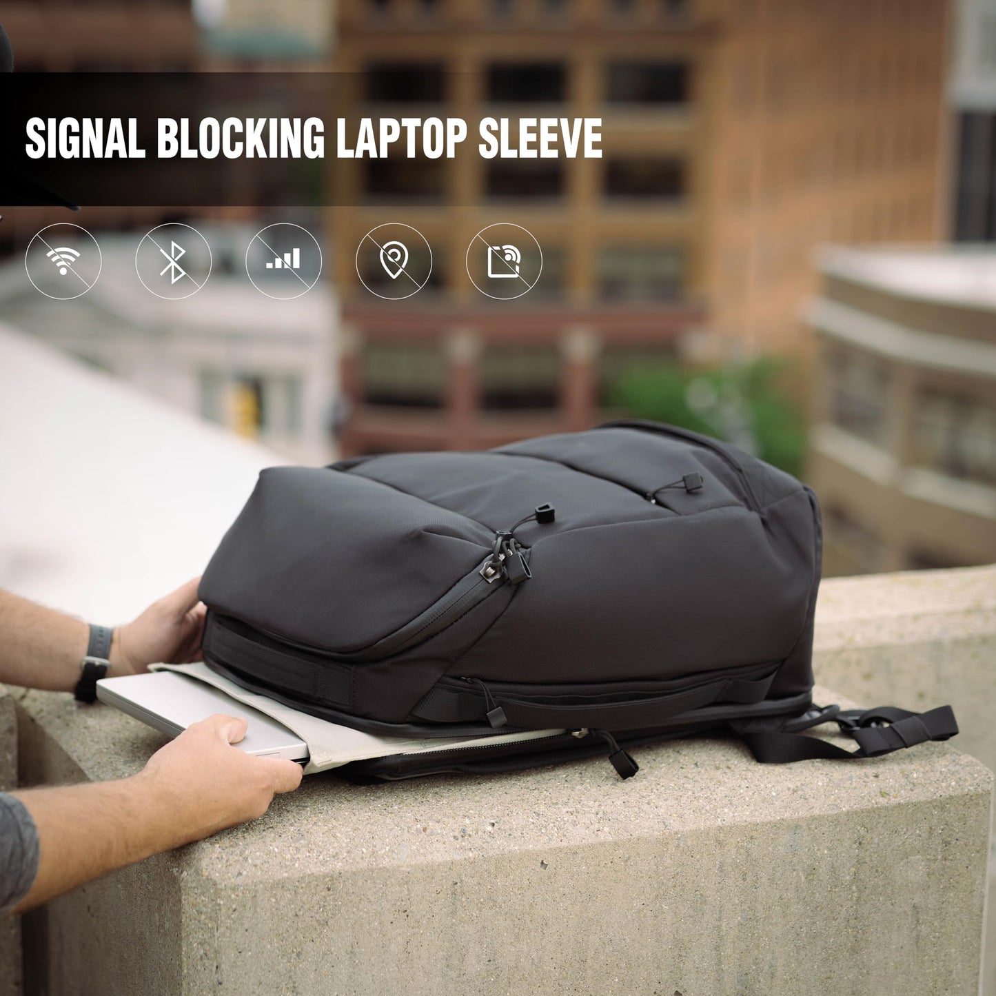 Large Faraday Backpack | Signal-Blocking, Anti-Tracking, Premium Cordura, Water-Resistant, Laptops, 35L Bag, Data Security for Phones, Laptops, Tablets, Passports, and more, Carry-On Luggage