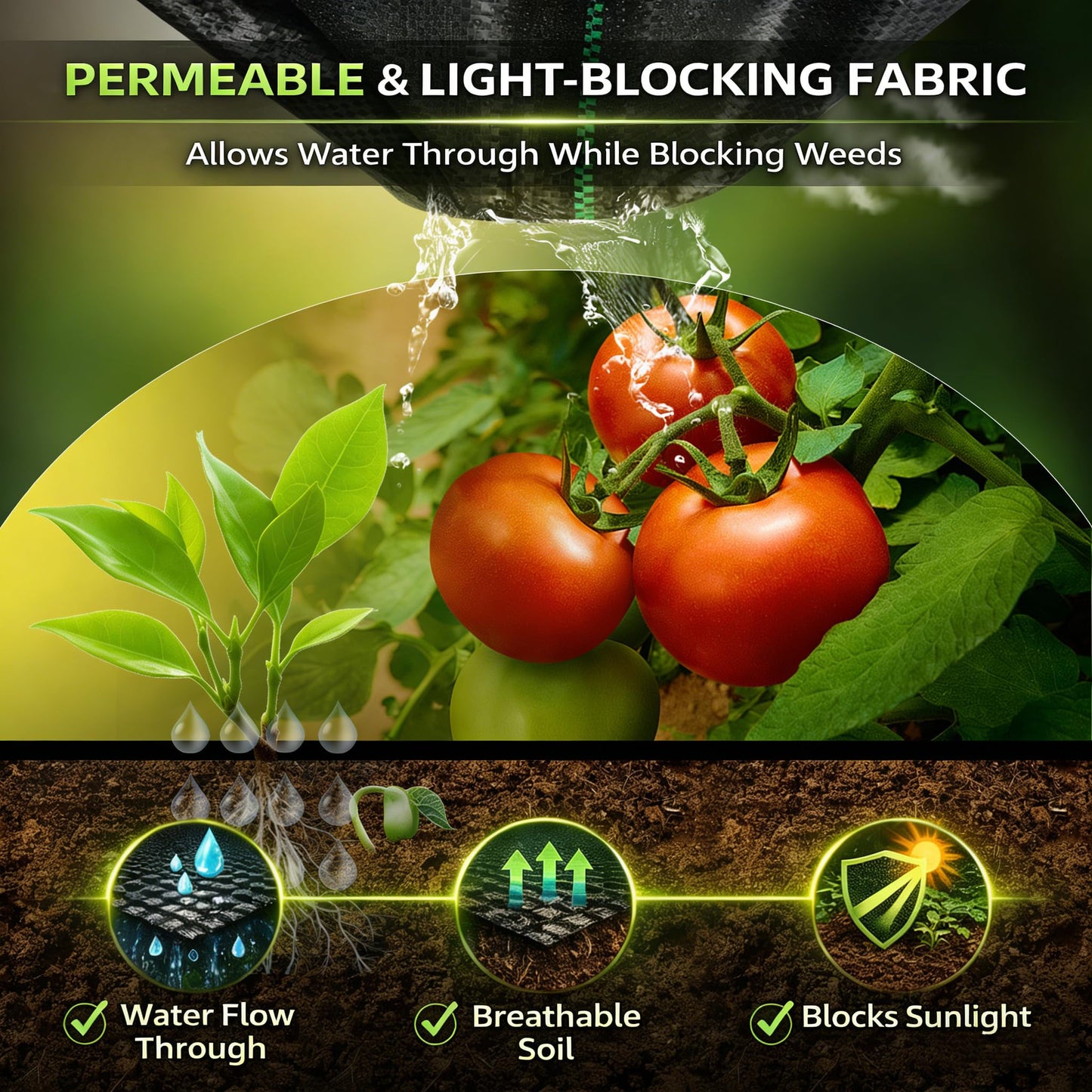 Sunifier Heavy Duty Weed Barrier Landscape Fabric, Woven Geotextile Ground Cover - Premium Weed Control Mat for Garden Beds, Driveways & Landscaping(1.3ft x 50ft)