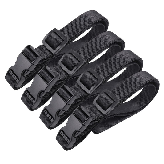 Vigorport Utility Straps Quick Release Nylon Backpack Accessory Bag Strap,Adjustable for Hiking,Travel,Outdoor Sports-4 Pack (Black, 0.75" W-40 L)