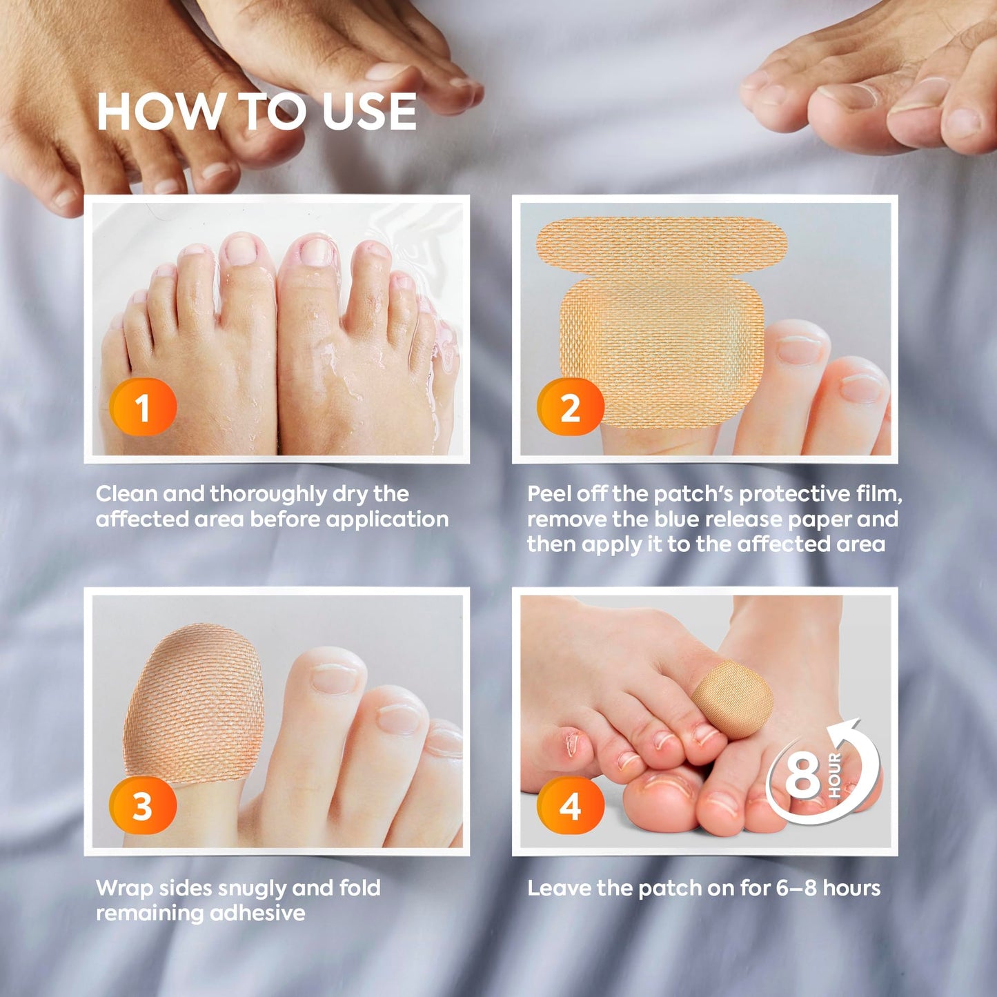 Natural Vine Nail Care Patches: Hydrogel Moisture Patches for Toenails and Fingernails, 8-Hour Nighttime Nail Care, Easy-to-Apply Nail Wraps, 32 Pcs, 2 Packs