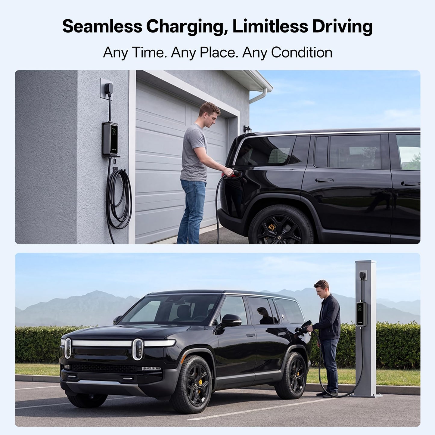 AIXINE Level 2 EV Charger,Tesla EV Charger NACS 40A with 25FT Extension Cord Cable,Enhanced WiFi Smart App,240V NEMA 14-50 Plug Compatible with All Tesla Models X/Y/3/S,UL,ETL,FCC Certified