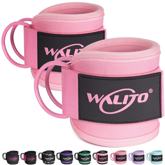 WALITO Gym Ankle Straps for Cable Machines Women & Men - Glute Kickback Ankle Cuff, Adjustable Cable Machine Accessories for Leg Extensions, Hip Abductors & Lower Body Workouts (Pair-Macaron Pink)