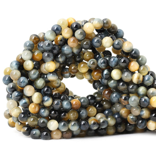 CHEAVIAN 60PCS 6mm Natural Dream Tiger Eye Stone Round Loose Beads for Jewelry Making DIY Bracelet Necklace Materials 1 Strand 15"