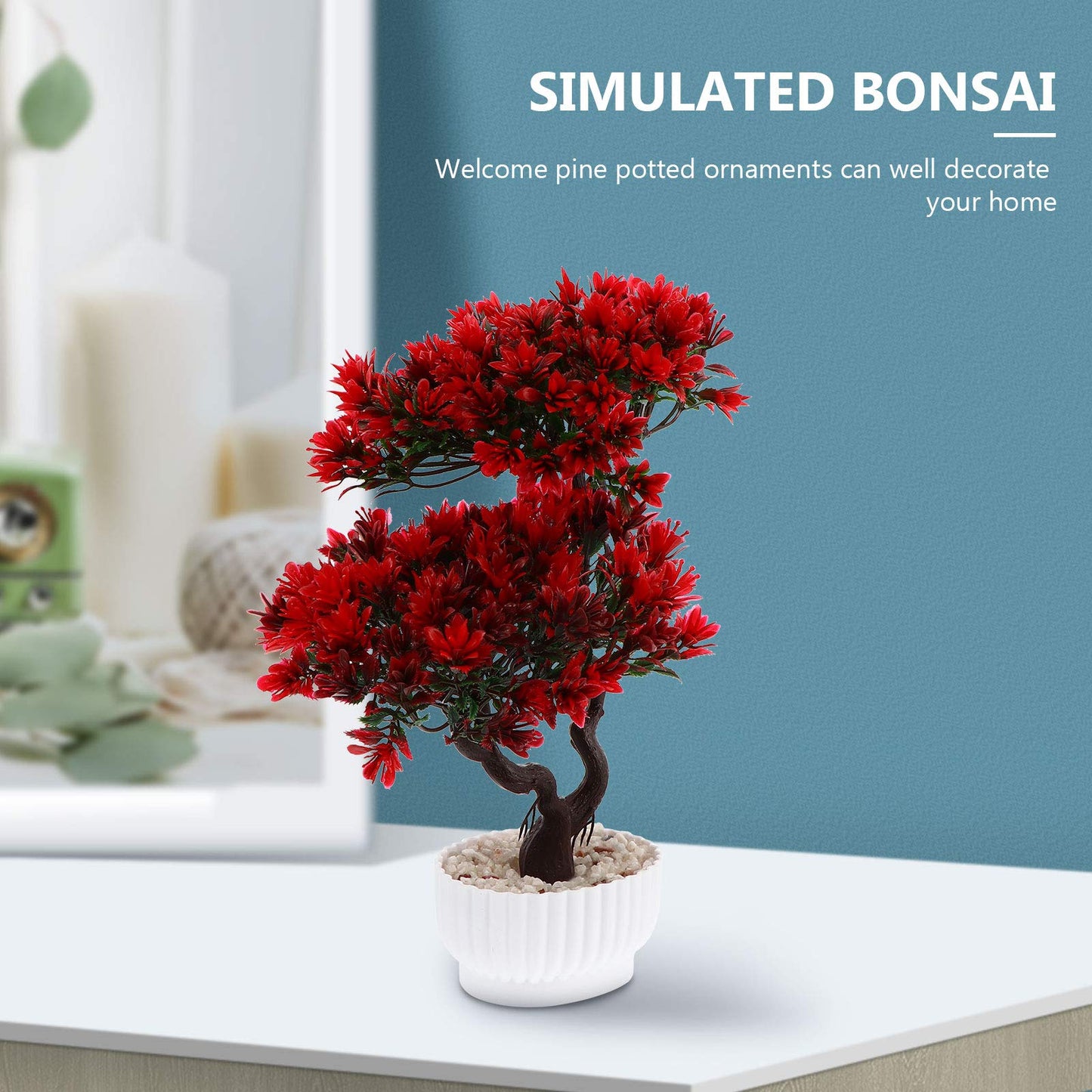 Healeved Artificial Bonsai Guest-Greeting Pine Tree Realistic Simulation Plant Decor for Home Office Easy Care Faux Potted Bonsai 10.62X10.62X12.20 Inches