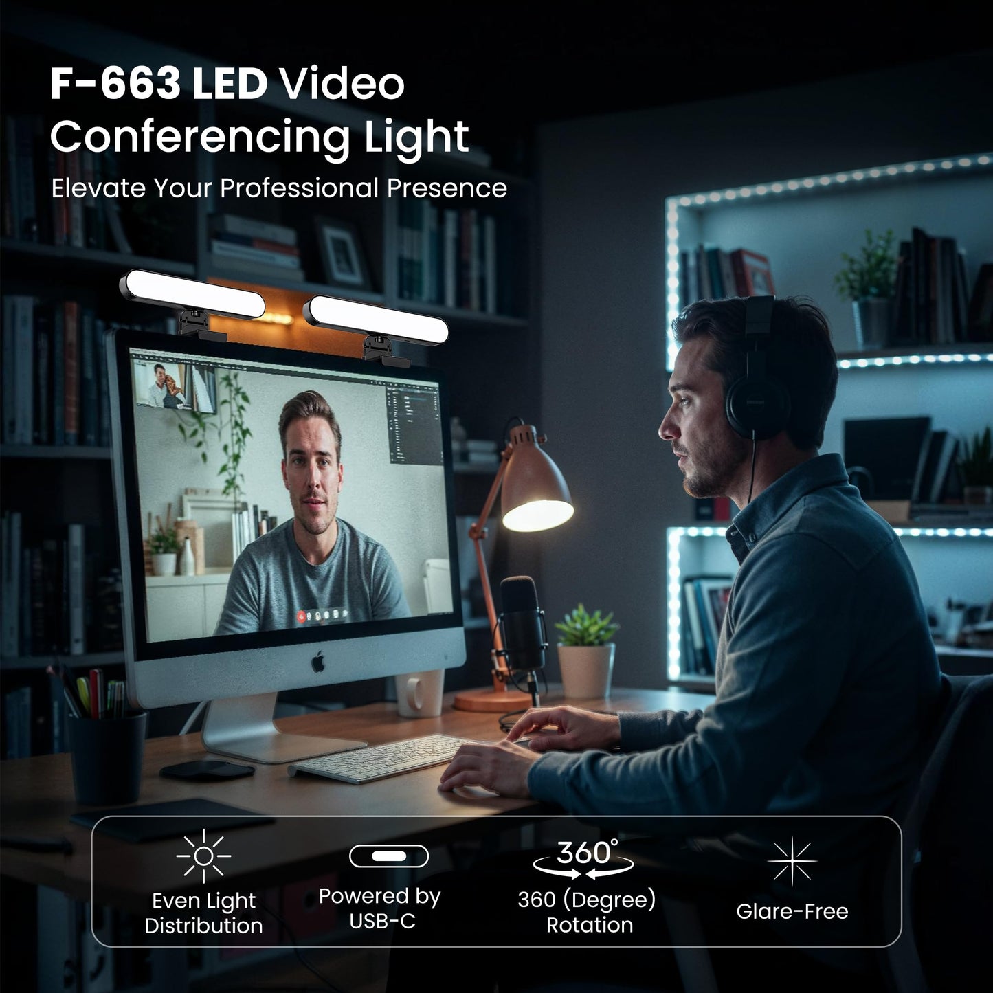 Monitor Light Bar for Computer & Laptop – Remote&Touch Control, Streaming Video Light, Adjustable Key Light for Desk & Zoom Meetings, Screen Lamp with Remote Control, USB Powered Computer Light