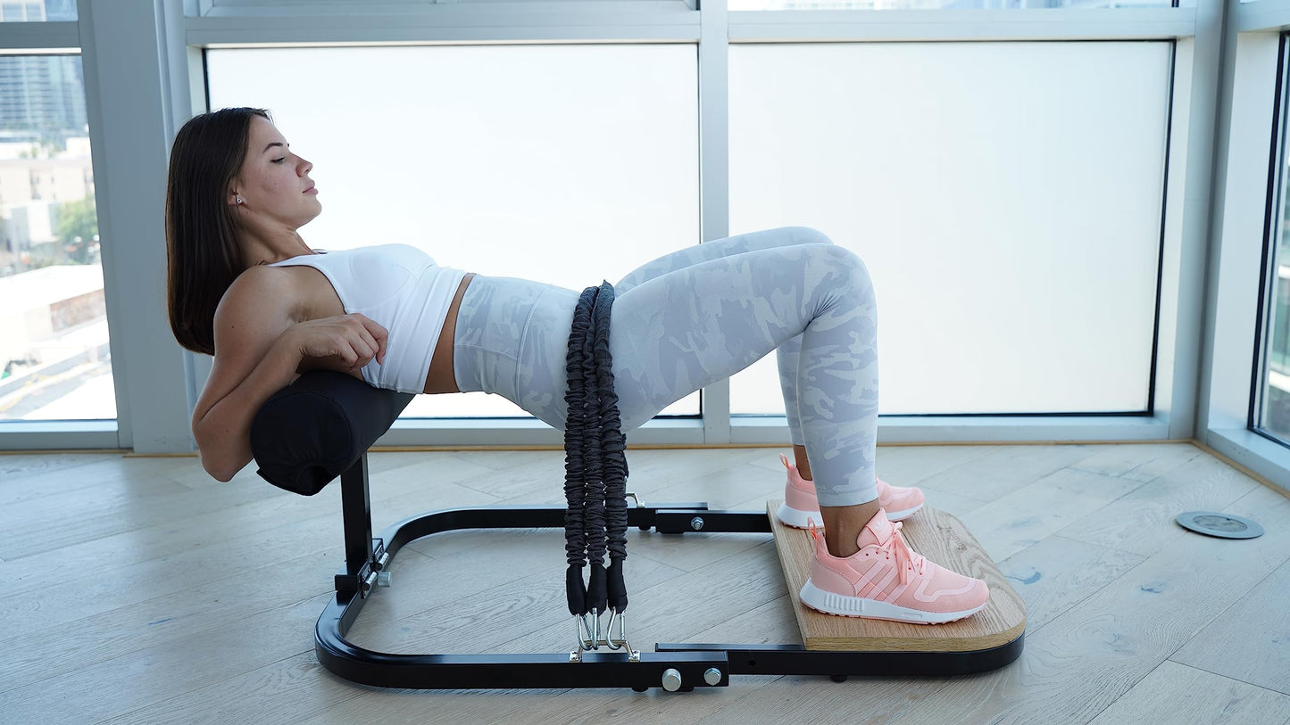 BootySprout Hip Thrust Machine for High Resistance Glute Training - Home Gym Workout - Comes with 45, 90, and 135 Lbs of Resistance - Black