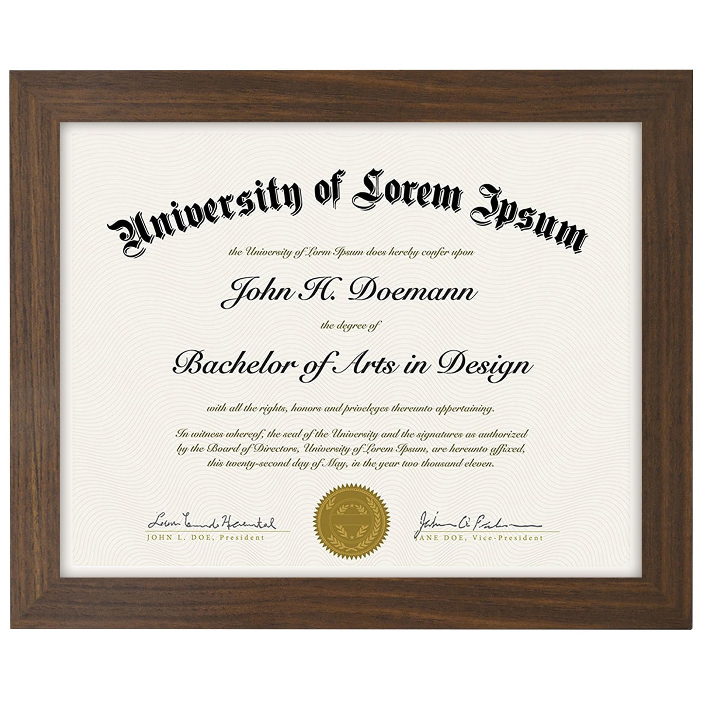 Americanflat 8.5x11 Diploma Frame with Shatter-Resistant Glass - Document Frames with Engineered Wood - Legacy Collection - Certificate Frame for Tabletop and Wall Display - Walnut
