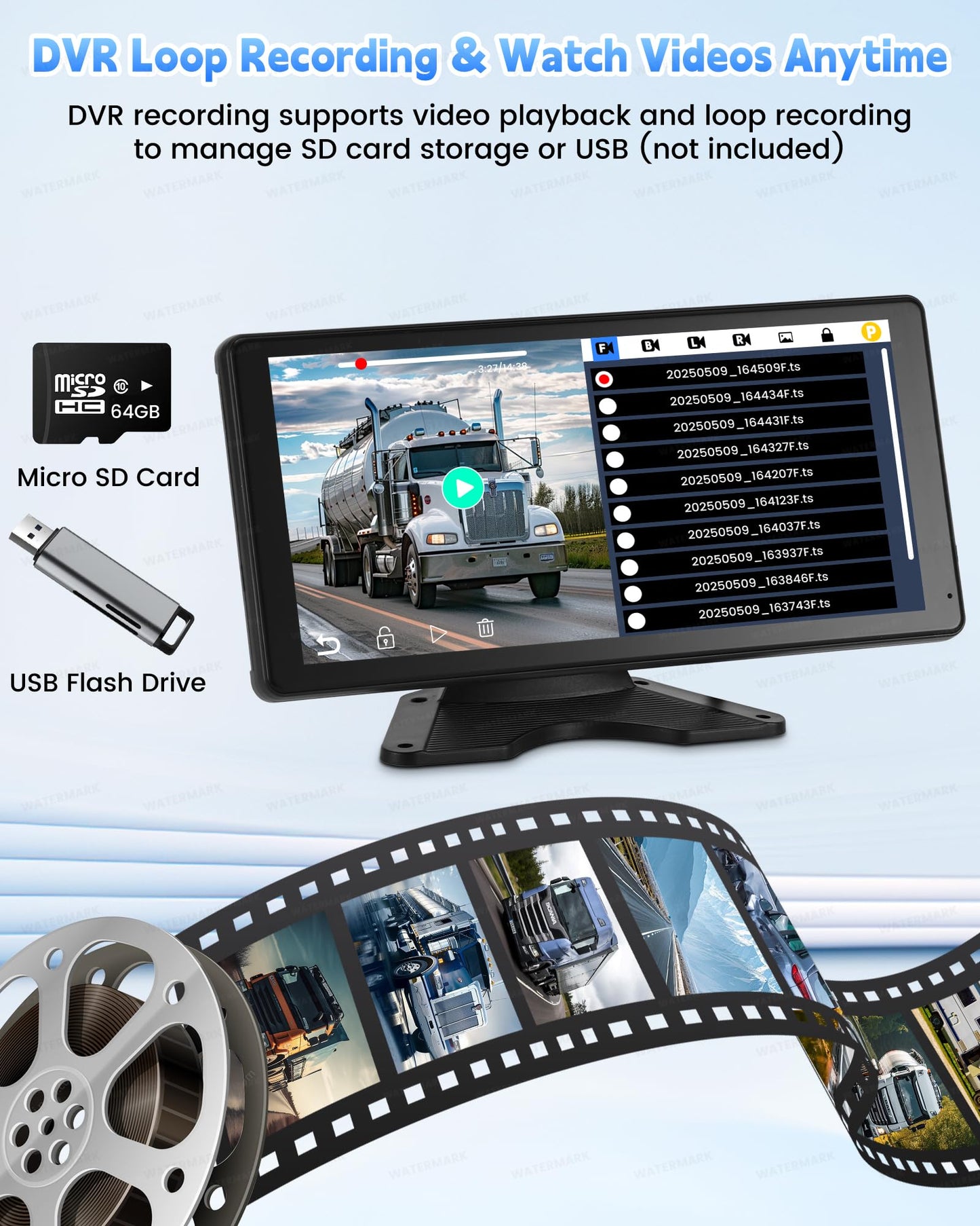 Venluna RV Camera System with Carplay & Android Auto, 10.36" Touch Screen Monitor, Wired 4 1080P IP69 Waterproof Backup Cameras for Semi Truck Trailer Camper, Blind Spot Detection/DVR Loop Recording