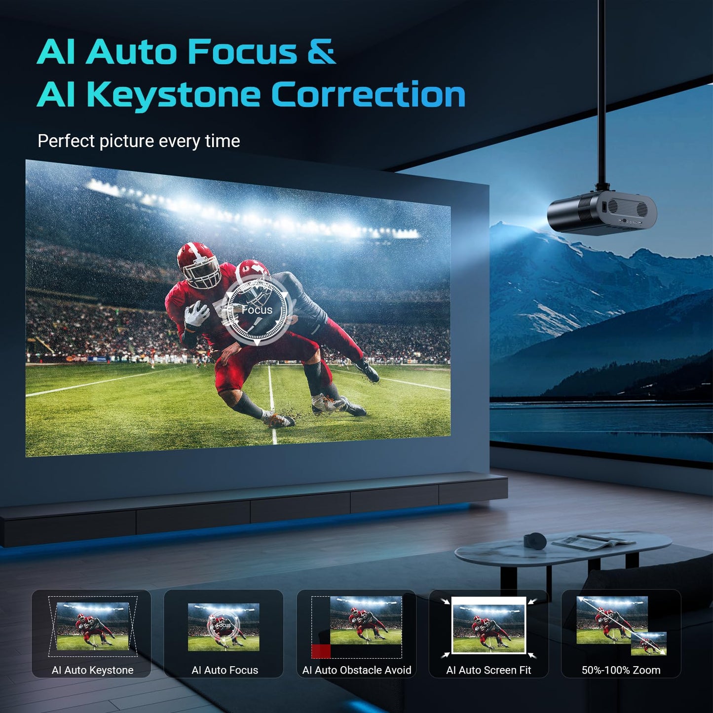 [Google TV/Voice Control]GooDee 4K UHD Smart Projector with WiFi and Bluetooth, Portable Movie Projector Applicable to Prime Video,YouTube Built-in, Dolby Sound Home Theater for Indoor/Outdoor
