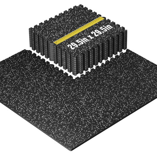 SUPERJARE 30" x 30" Larger Rubber Top Exercise Equipment Mats, 0.56" Thick,12 PCS 75 Sq Ft High-Density EVA Foam Interlocking Gym Flooring, Big Workout Mat for Home Gym, Floor Protection, Black/Grey