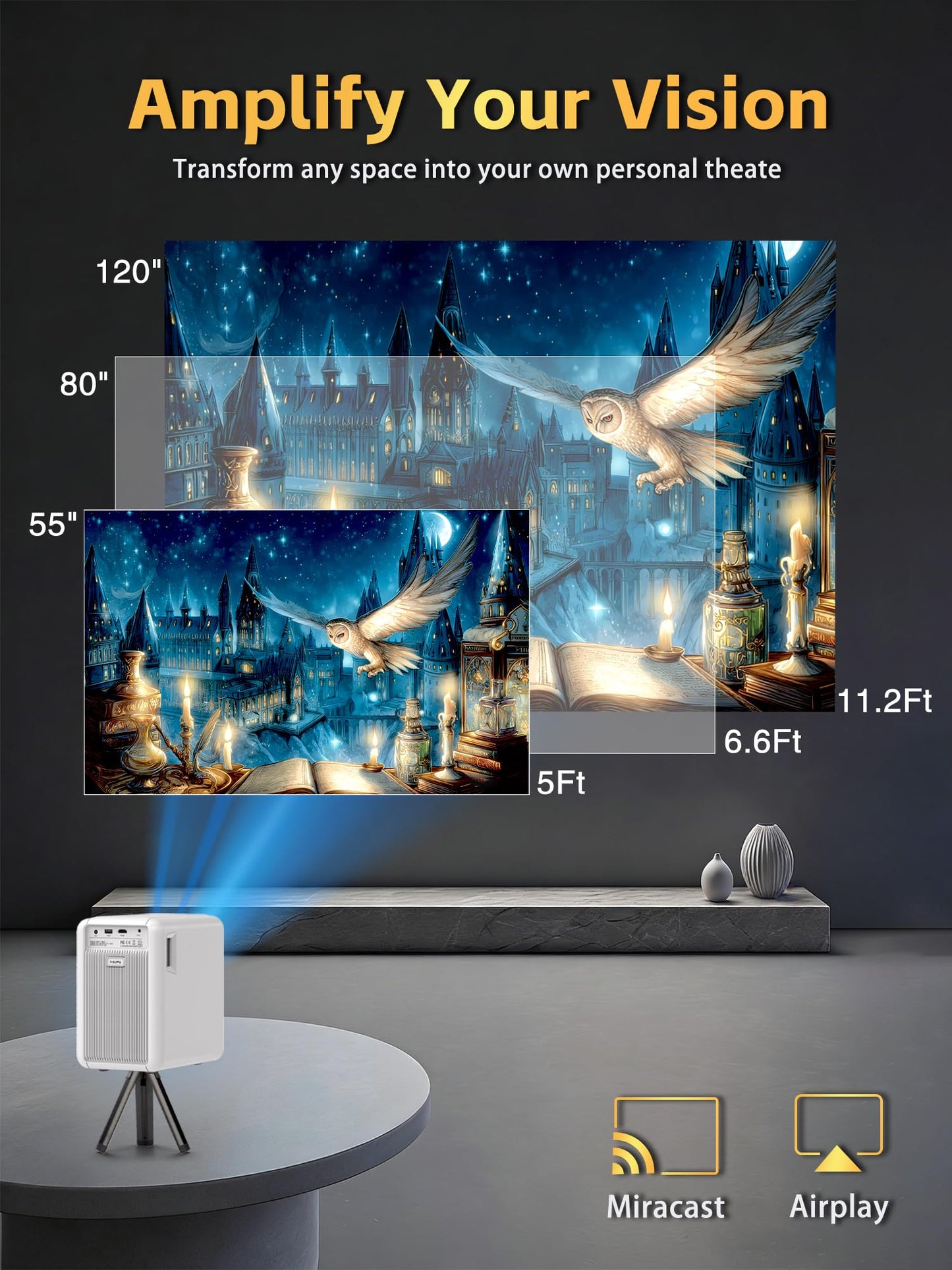 1800 ANSI Native 1080P Bluetooth Projector, Auto Focus Auto Keystone 4K Support Projector, Smart Video Indoor Projector with Wifi 6 And Bluetooth,Smart Streaming for Home Theater Office Game Projector