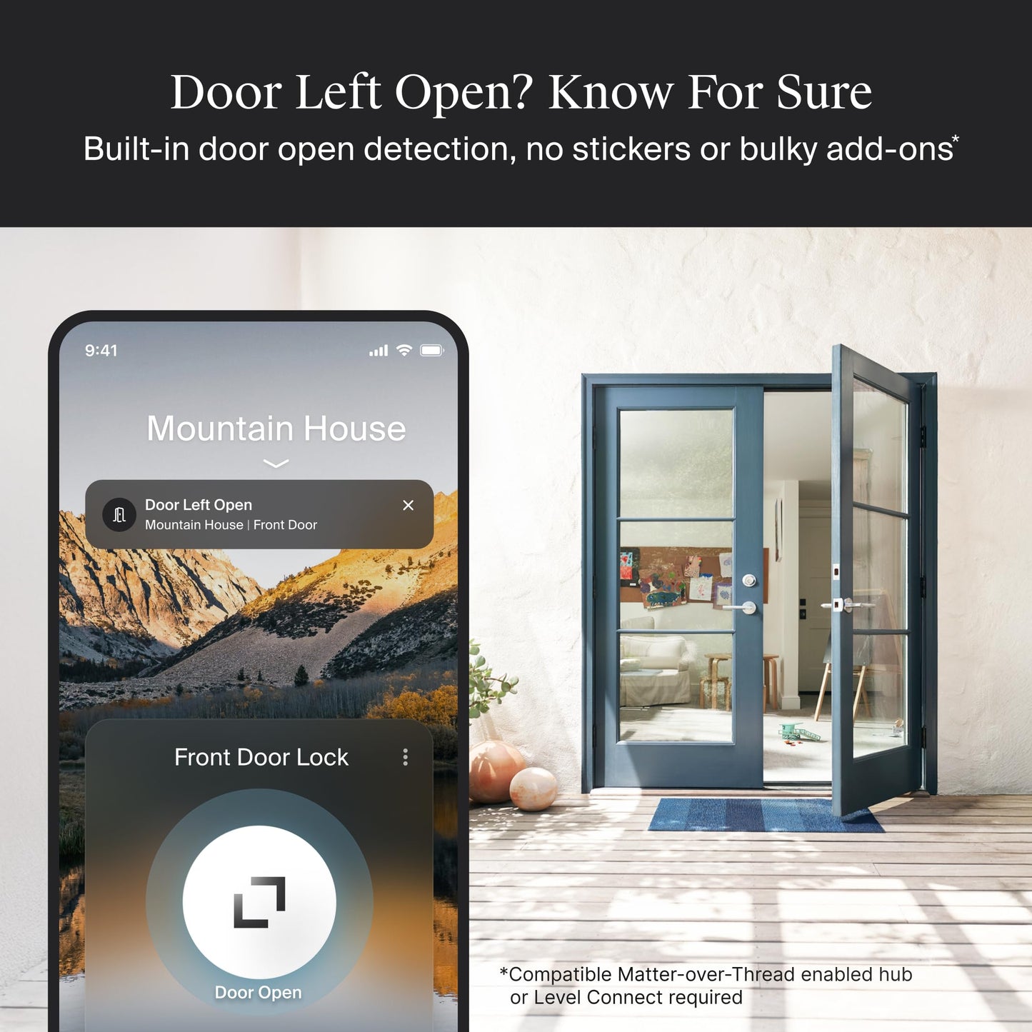 Level Lock Pro - World’s Smallest, Fastest, Innovative Smart Lock - Matter-Over-Thread Deadbolt Plus Apple Home Key - Keyless & Remote Access via Apple, Alexa, Google Home, SmartThings (Matte Black)