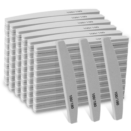 20 Pack Nail Buffers 100/180 Grit Washable Double Sided Nail Block File Reusable Nail Care Manicure Set for Acrylic Natural Gel Nails Salon & Home Use, Gray
