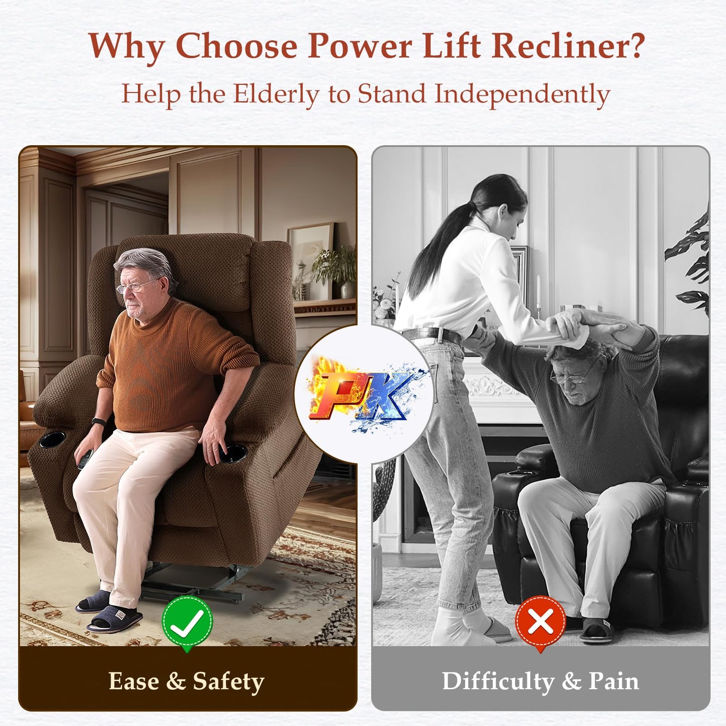 Cfvyne Three Motor Large-Wide Power Lift Chairs Recliners for Big and Tall Elderly, 180° Lay Flat Lift Chair, Infinite Position, Power Headrest, Heat & Vibration Massage (Plush Flannel, Dark Brown)