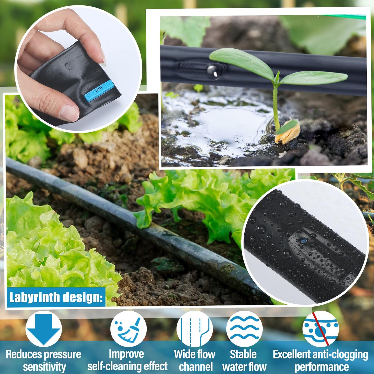 Treela 3281ft 5/8 Inch Drip Tape 6" Spacing Roll 16 Mil Irrigation Hose Garden Watering Tube Line Automatic Equipment for Garden Irrigation System Flower Patio Lawn Hose