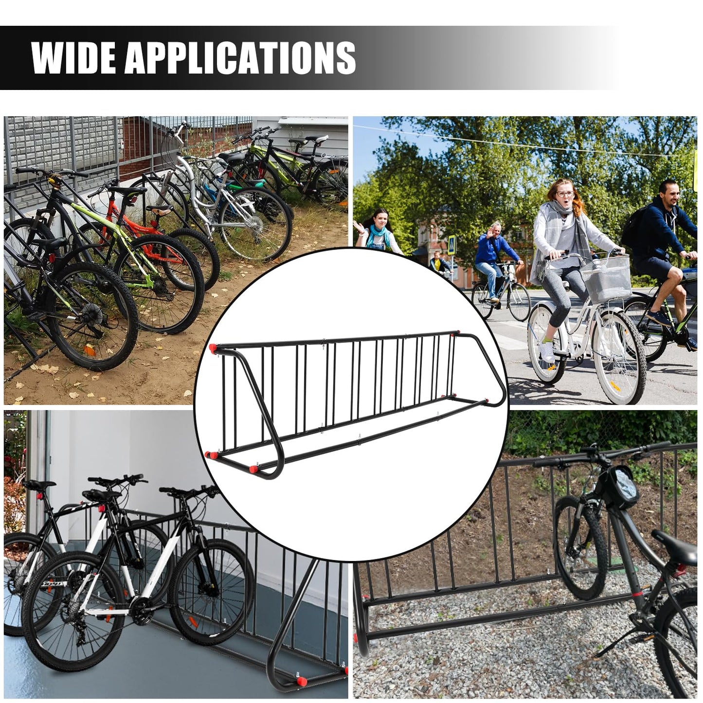 ActiveTrail Commercial Grid Bike Rack - Heavy Duty Metal Floor Bike Stand, Outdoor Bicycle Rack for Garage, School, Outdoor Parking, Bike Shop, 10-Bicycle Capacity (Single & Double Sided)