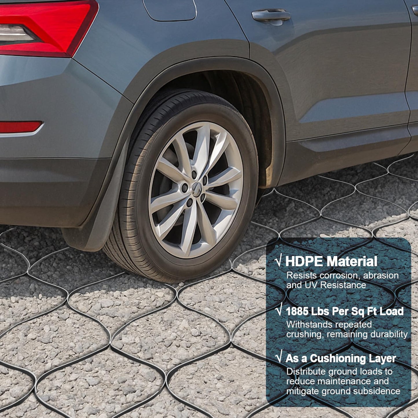 Gravel Grid 33ft X 4ft, 2" Thick Gravel Stabilizer Grid for Pavers Base, Geogrid 1900 Lbs/Sq Ft Load with 36 Geocell Accessories & Gloves for Driveway Parking Ground Walkway Dirt Locker Slope