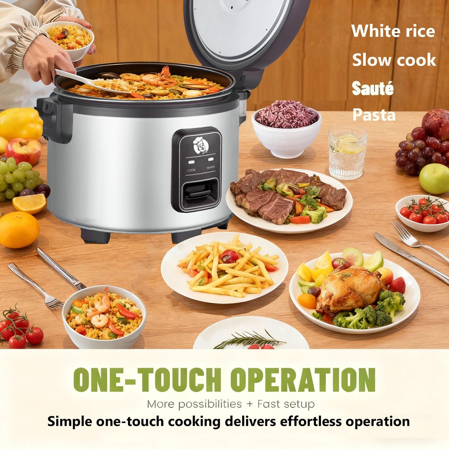 15L/15.8Quart (84 cups cooked rice) Extra Large Commercial Rice Cooker & Food Warmer Auto Keep Warm Electric rice cooker with One-Touch Operation for 60-70 people