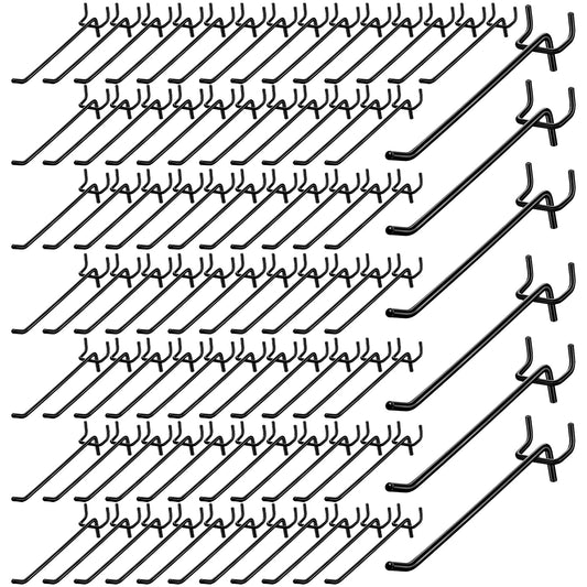 Meyeyaia 100 PCS 6 inch Pegs for Pegboard, Black Peg Board Pegs for 1/8“ and 1/4" Peg Board, Metal Pegboard Hooks for Hanging Organizing Various Tools for Garage, Craft Room, Kitchen, Store