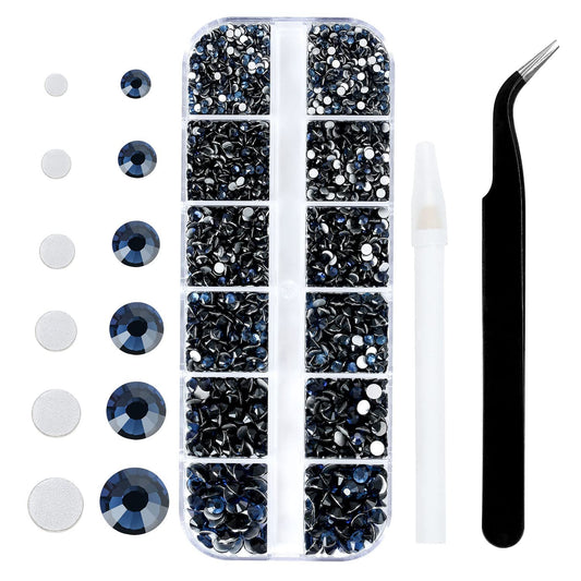 Meibite Montana Glass Flatback Rhinestones for Nails, Crafts & Clothes – 4240PCS 6 Sizes (SS6–SS20) Crystal Gems Kit with Tweezers & Picker, Non Hotfix DIY Rhinestones for Tumblers, Shoes, Nail Art
