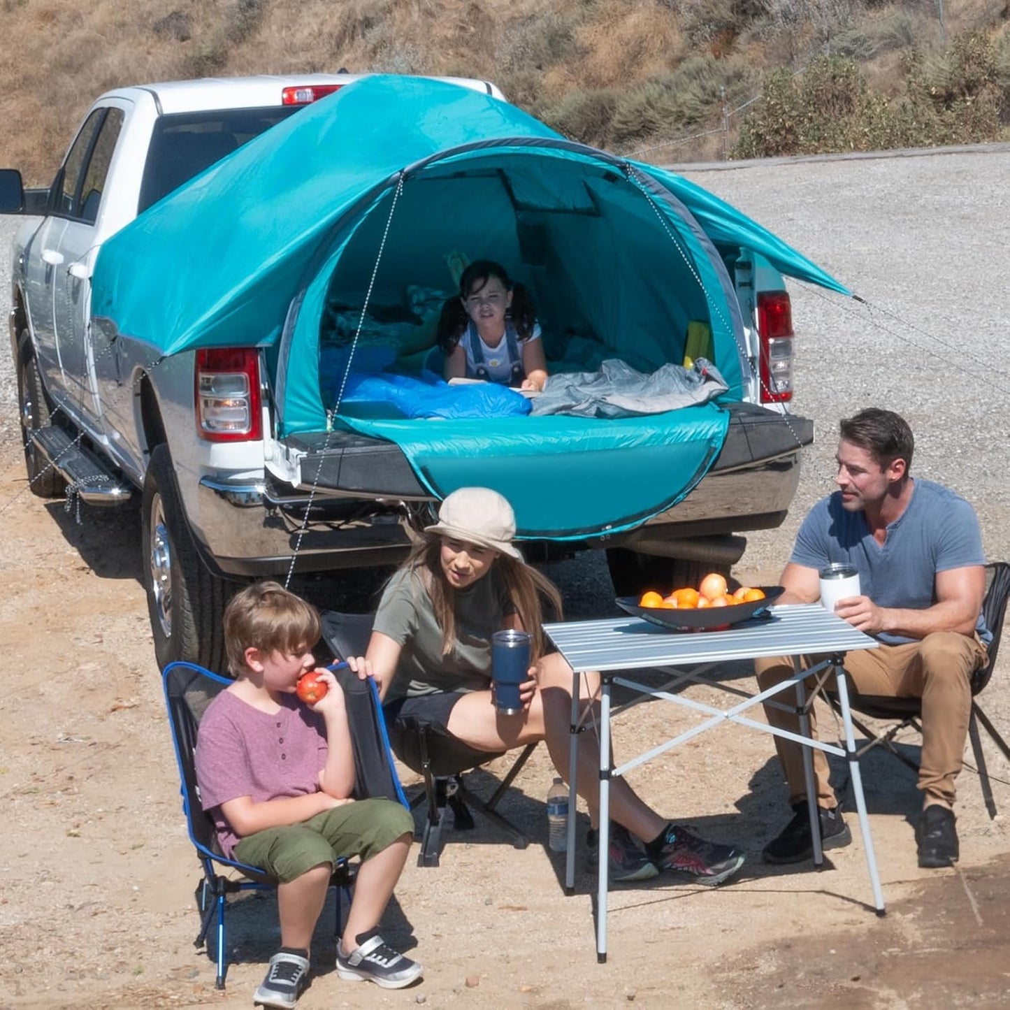 EighteenTek Truck Bed Tent Pop Up - Portable Outdoor Tents for Camping - Waterproof PU2000mm Double Layer Camper Shell Adjustable for 5-8 Ft Pickup Truck Bed