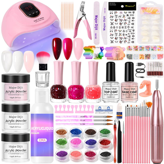 Acrylic Nail Kit With Everything For Beginners -Nail Kit Acrylic Set Nail Polish Kit With U V Light And Drill for women Home Salon