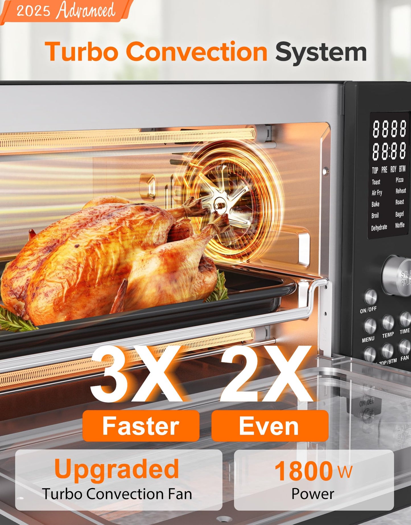 Nuwave Bravo Pro Smart Air Fryer Toaster Oven Combo, Airfryer Convection Oven Countertop, 10-in-1 Functions with Quicker & Even Crisp Technology, 1800W, 50-450°F, PFAS-Free, 21QT, Black