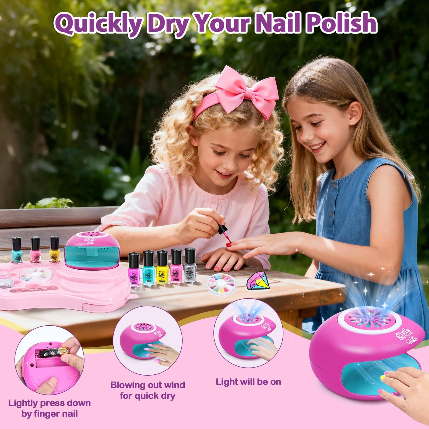 Combaybe Kids Nail Polish Set for Girls - Girl Toys 8-10 - Nail Art Kit for Kids Ages 7-12, Non toxic Nail Polish Kids Nail Kit Girl Stuff for Spa Manicures, Idea Birthday Gift for Girls 8 9 10 12