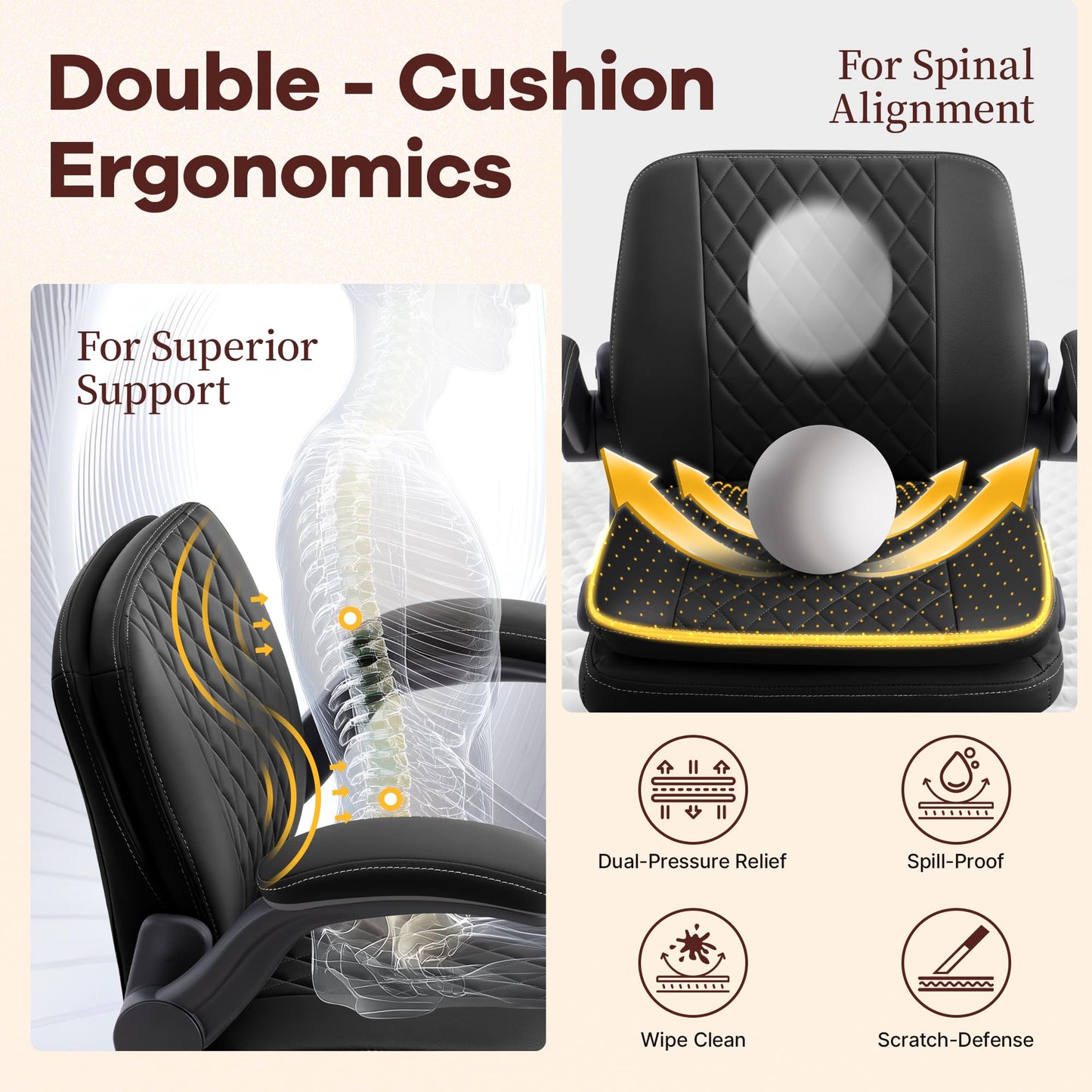 AreShark Cross Legged Office Chair,ADHD Criss Cross Desk Chair with Wheels & Stretchable Rotating Footrest,Height Adjustable Wide Yoga Kneeling Meditation Chair with Flip-up Armrests Back Support