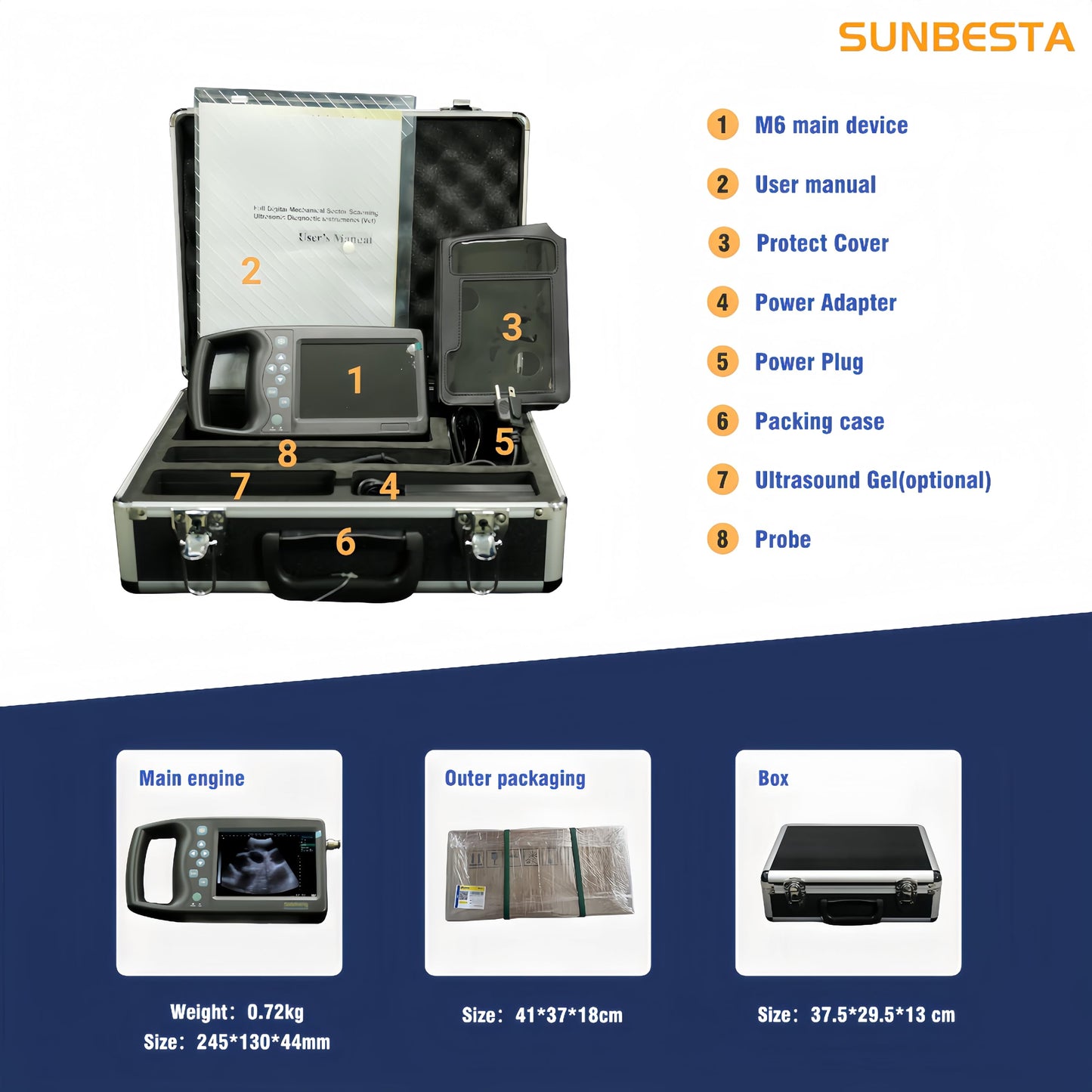 SUNBESTA Portable Veterinary Ultrasound Pregnancy Scanner with 5.7” HD Display, Waterproof 3.5MHz Probe with Heating, Lightweight Handheld Machine with Carrying Case for Dogs, Pigs, Sheep & Farm Use