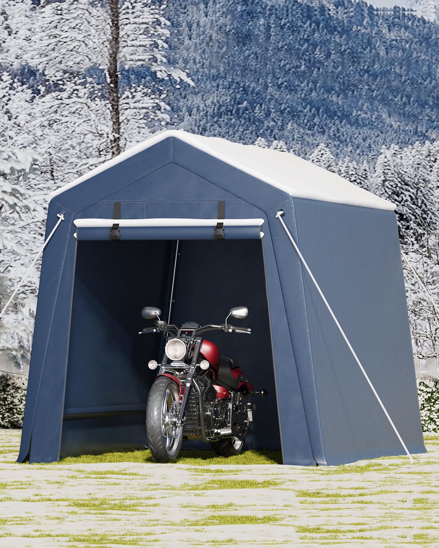 OUTLANE 6x6FT Heavy Duty Carport with Roll-Up Windows, Portable Garage Canopy Shelter for Car, Boat, Truck, Motorcycle, All-Weather UV-Resistant Waterproof Tarp, Metal Frame