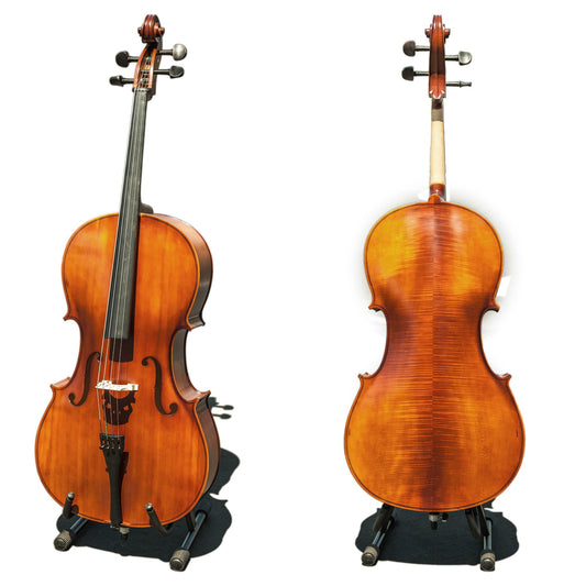 Paititi CE3005PE Scholar 256 Ebony Fitted Matte Finish Wood Cello with Soft Case, Brazilwood Bow, Rosin and Stopper (3/4)