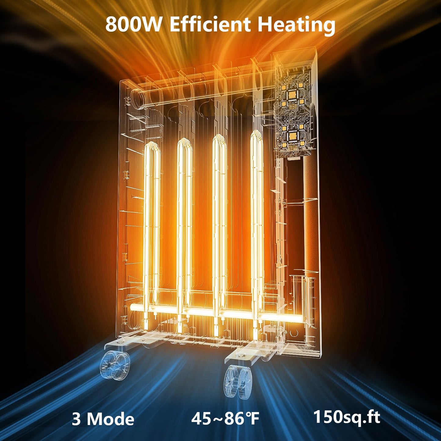Lueptexx 800w Convection Wall Panel Heater-Electric Heater for Indoor Use, Quiet Fan-less Design, Energy Efficient Heating with ECO Mode, Remote Control, 24h Timer, Child Lock