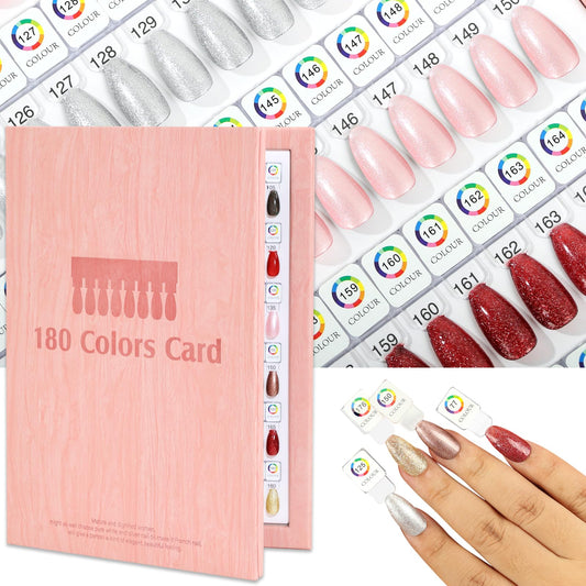vnjaoi Magnetic Nail Swatch Book,180 Nail Color Display Book with 192 Magnetic Tips,Professional Nail Salon Color Display Book for Easy Preview & Storage - Pink