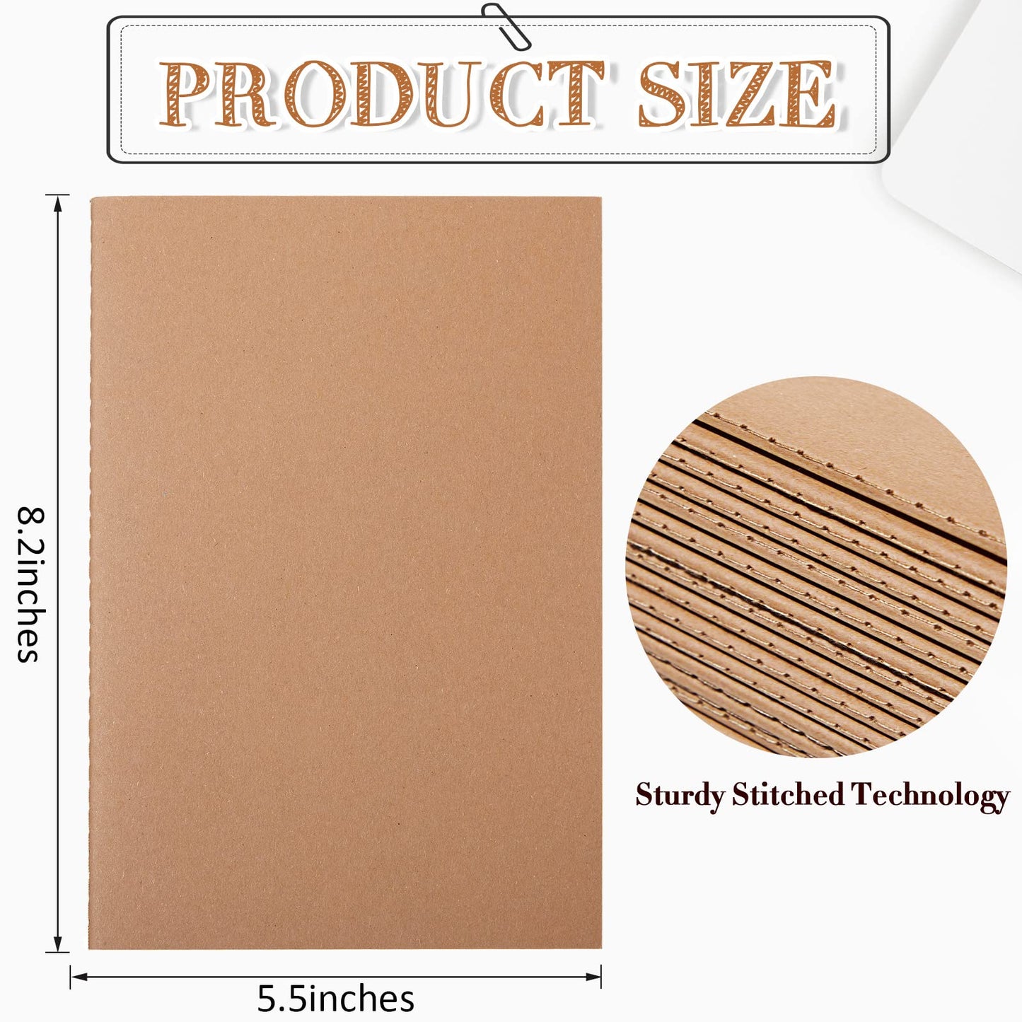 Sabary 72 Pack Kraft Paper Notebook Journals 5.5 Inch x 8.3 Inch A5 Notebook in Bulk Softcover Ruled for Writing Sketch Travel Journal with 60 Pages 30 Sheets(Brown,Dot Grid)