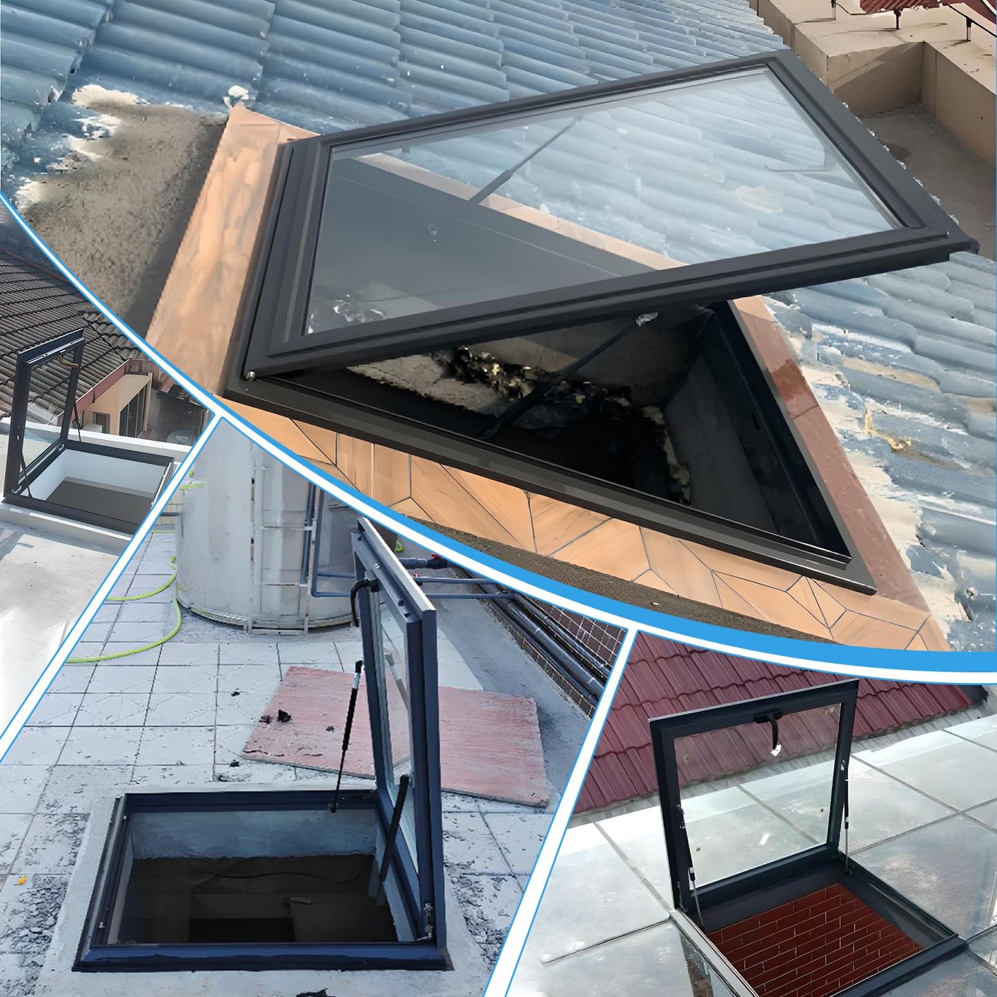 Skylight Roof Window, Tempered Glass Skylight Cover, Aluminum Alloy Frame & Hydraulic Rod, Egress Roof Window with Double-Layer Tempered Glass, for Roof, Attic, Basement, Sun Room(22.8*30.7in/58*78cm)