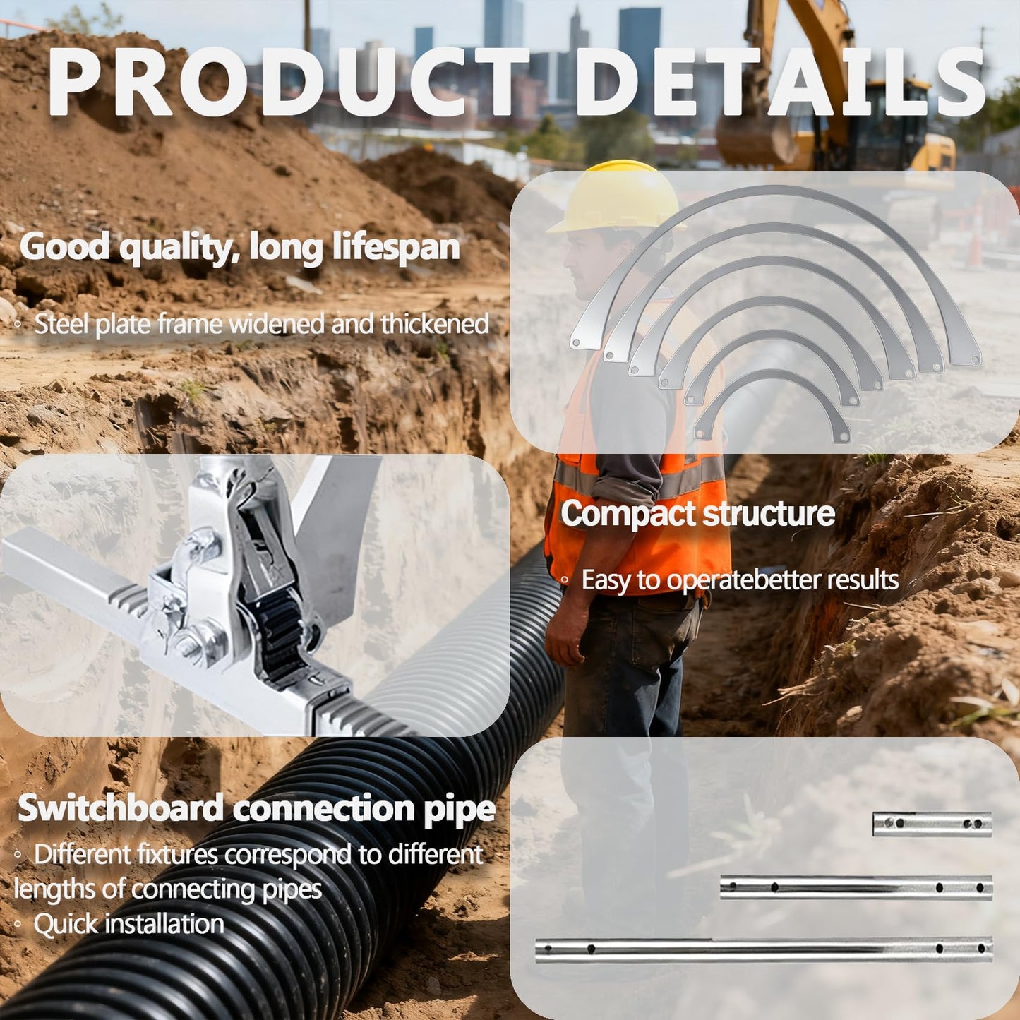 200-600mm HDPE Corrugated Pipe Tensioner, Heavy Duty Manual Pipe Clamp Tool For Drainage Sewer Construction, Universal Docking Connector For Pipeline Installation