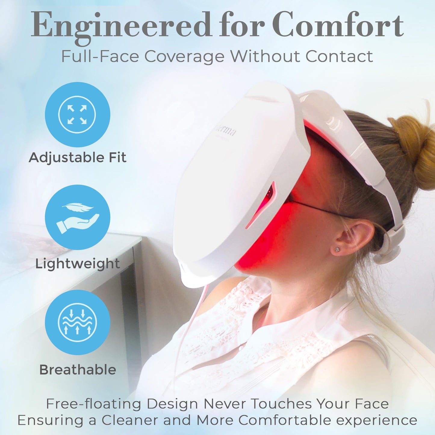 iDerma Red Light Therapy for Face – LED Face Mask for Eyes, Neck & Skin | Infrared Therapy Mask for Anti-Aging, Wrinkles, Skin Rejuvenation