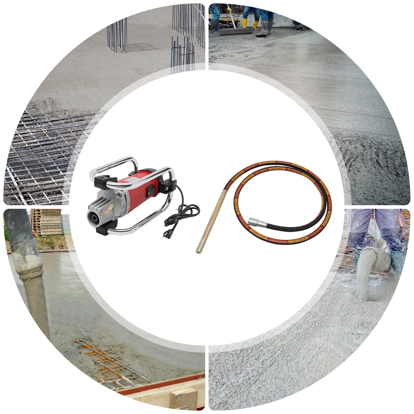 Electric Concrete Vibrator, Insertion Concrete Vibrating Tool, 2000W Portable Hand Held Portable Concrete Vibrator with a 13.12FT Long Vibrating Shaft, Cement Construction Vibrarator (Red)
