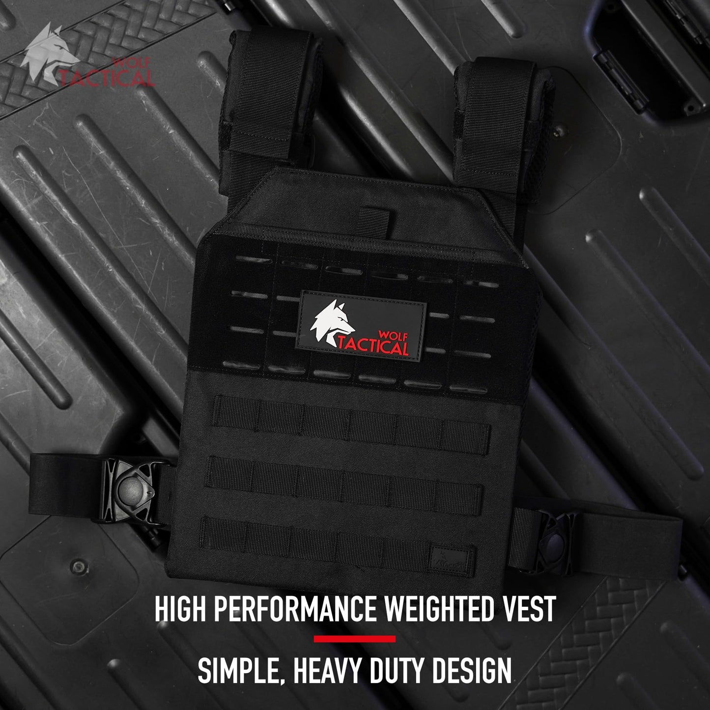 Wolf Tactical Fitness Weighted Vest Men Women - Adjustable Weight, Rucking, Black