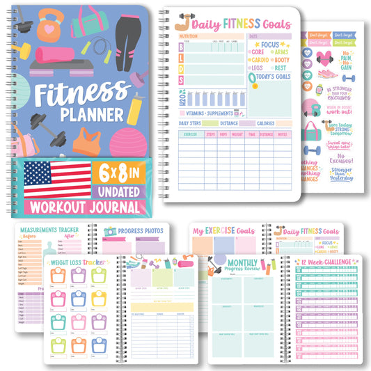 Hadley Designs Fitness Journal for Women - Workout Journal for Women, Fitness Planner for Woman, Workout Log Book, Undated Gym Journals & Exercise Journals, Health Notebook, Graduation 2026 Gifts