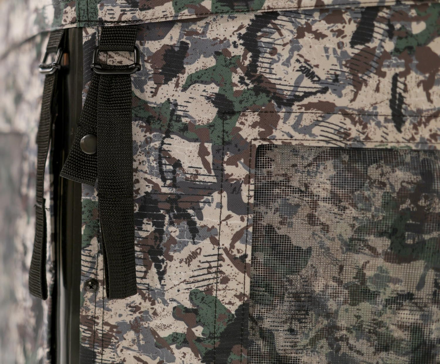 Hawk Warrior Hunting Durable 72'' L X 78'' T No-Tool Assembly Camo Concealing Ground Panel Blind with Silent Magnetic Closures & Multiple Windows