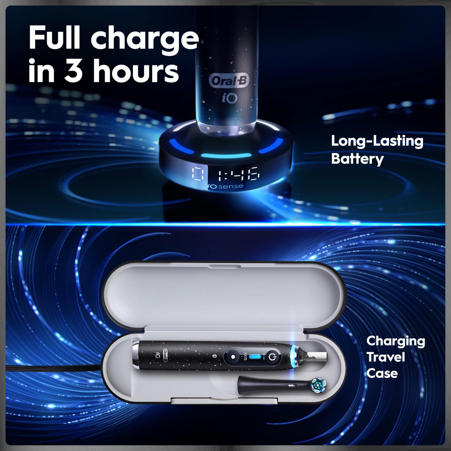 Oral-B iO Series 9 Electric Toothbrush with 4 Brush Heads, Aqua Alabaster