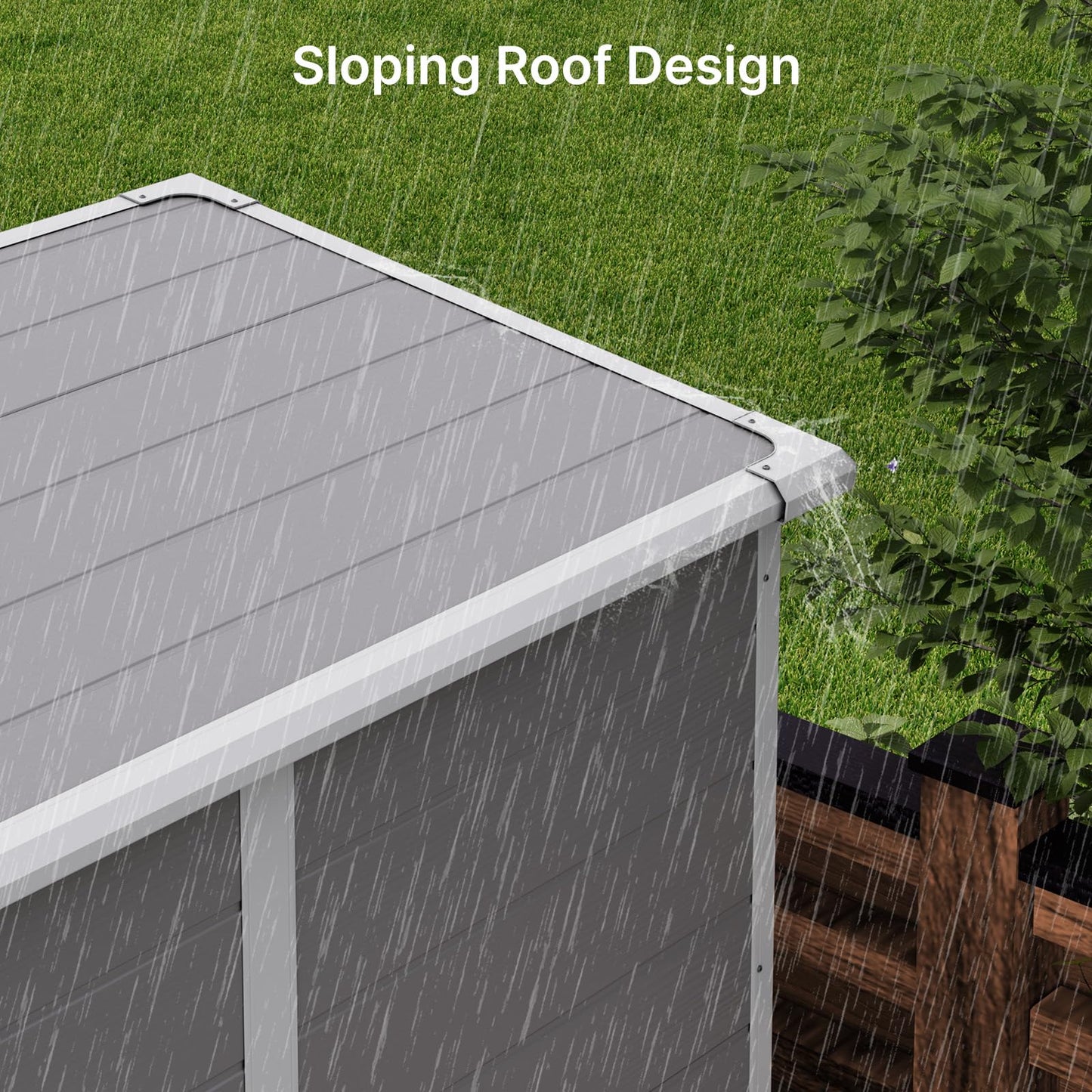 Gizoon 5x3 FT Resin Outdoor Storage Shed, Weather-Resistant Plastic Garden Tool Shed with Floor and Lockable Door for Backyard, Patio, Lawn, Grey