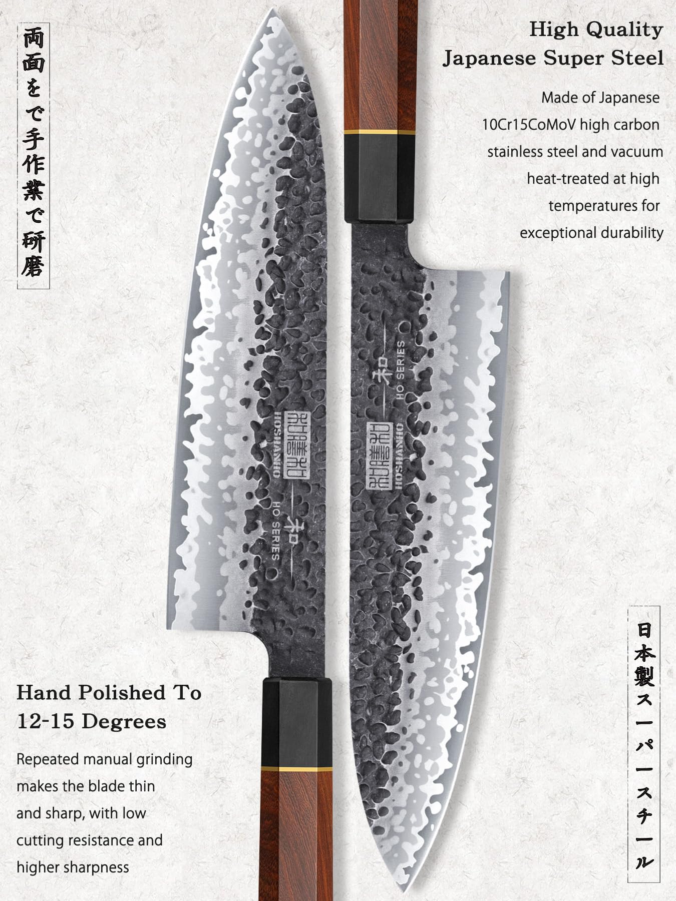 HOSHANHO 5 Pieces Knife Set, Japanese High Carbon Steel Kitchen Knife Sets, Professional Ultra Sharp Chef Knives Set with Ergonomic Rosewood Handle