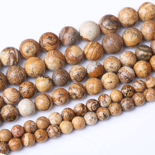 10MM Pictures Jaspers Round Loose Beads Natural Gem Beads Crystal Energy Stone Beads for Jewelry Making DIY Bracelet Necklace