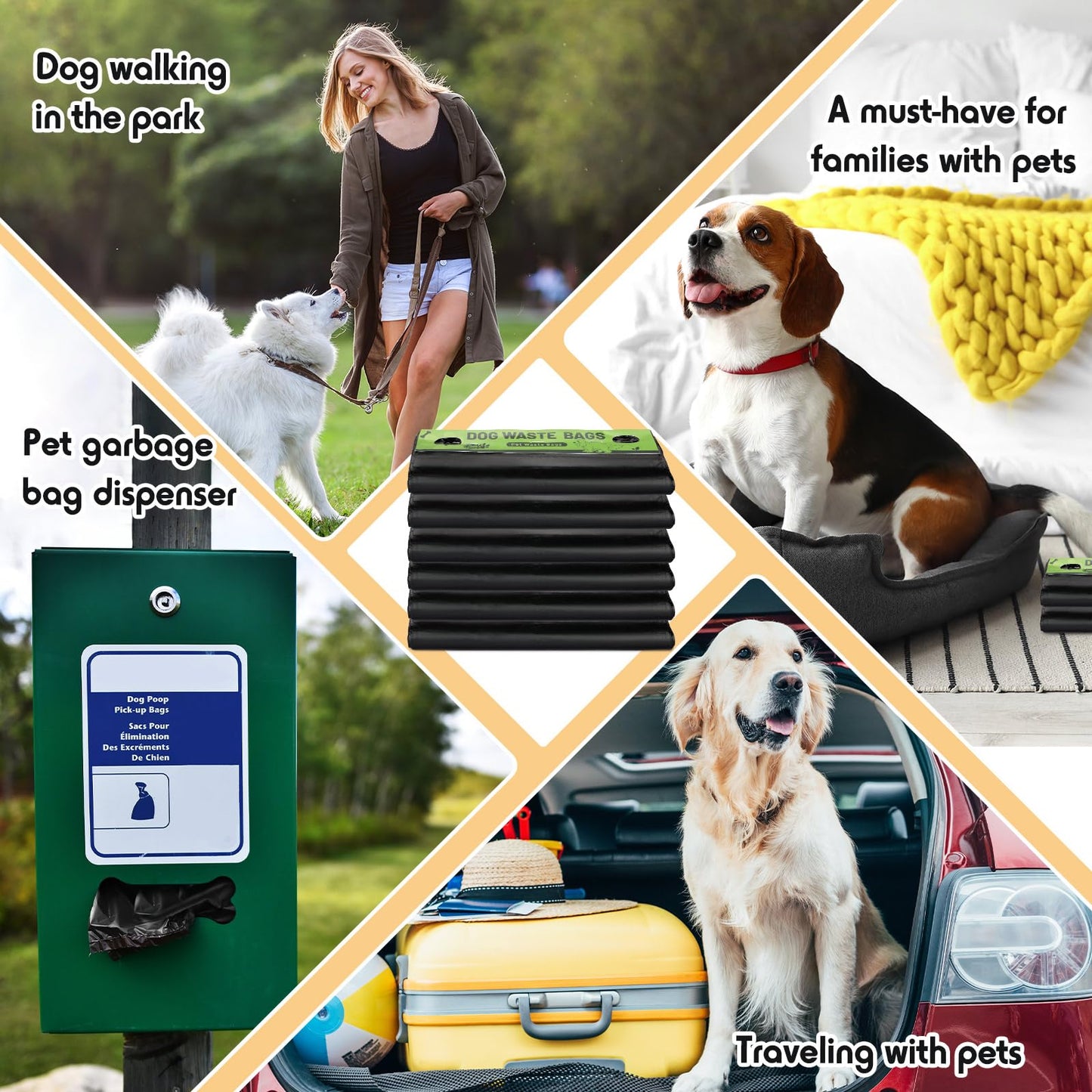 Ireer 7000 Pcs Dog Bags Bulk, Dog Pet Waste Bags Bulk, Leakproof Easy Single Pull Bag for Poop Station Fit Hang Hole Dispenser Pet Waste Bag for Home Outdoor