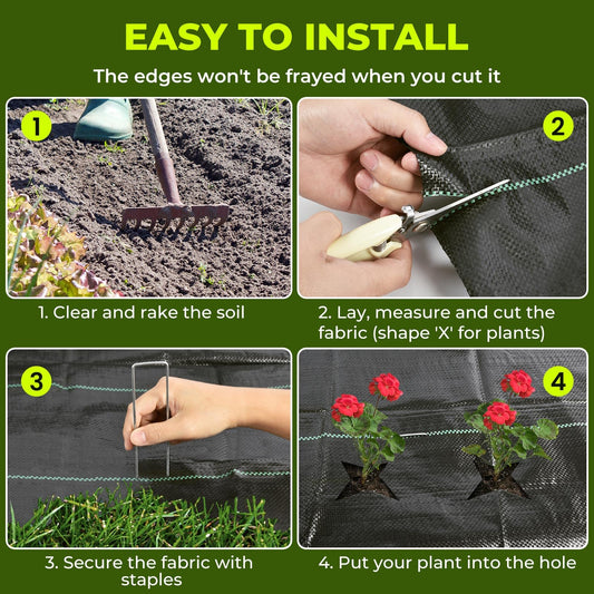 PALATALA 4ft x 300ft Weed Barrier Landscape Fabric, 3.2oz Heavy Duty Woven Geotextile Fabric, Block Gardening Mat Ground Cover, Weed Control Garden Cloth for Gardening Ground, Landscaping, Driveway