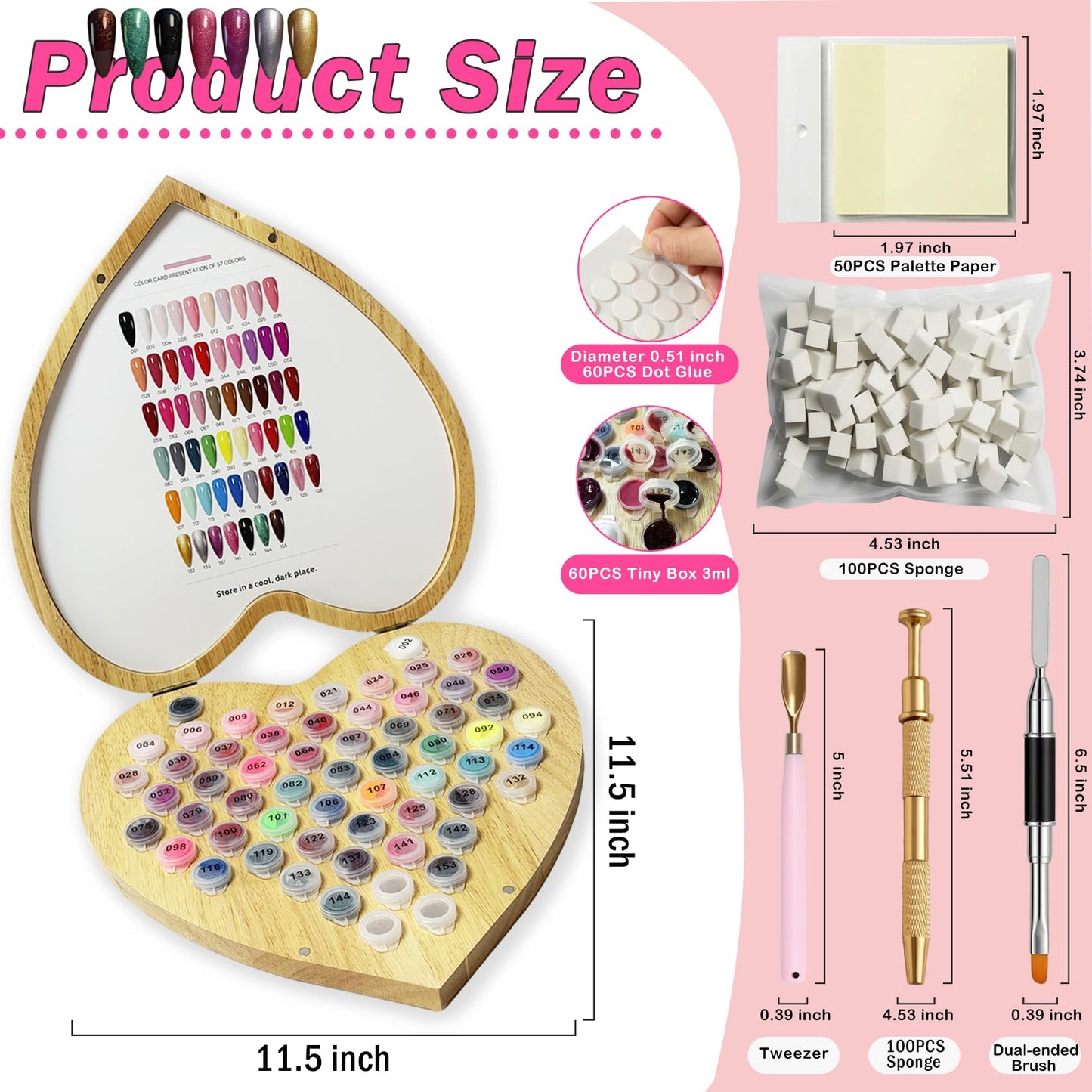 PCTOMU Sponge Pat Pat Gel Polish Pallete Tool Kit, 57 Colors Ombre Nails Gel Paint for Nail Art Gradient Painting Gel Blush Blooming Aura French Manicure, Valentines Day Gifts UV/LED Curing DIY Nail