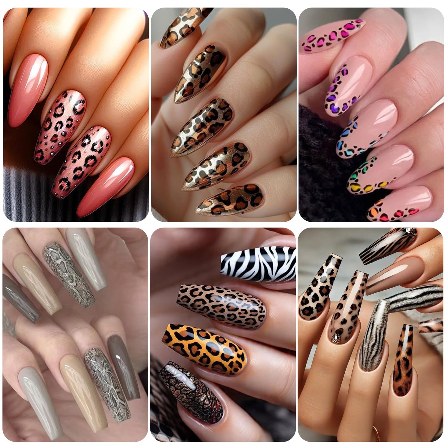 Leopard Transfer Foils for Nails 50 PCS Animal Skin Nail Art Foil Stickers for Women DIY Fingernails Winter Cheetah Snake Print Starry Paper Manicure Decor Accessories for Acrylic Supplies